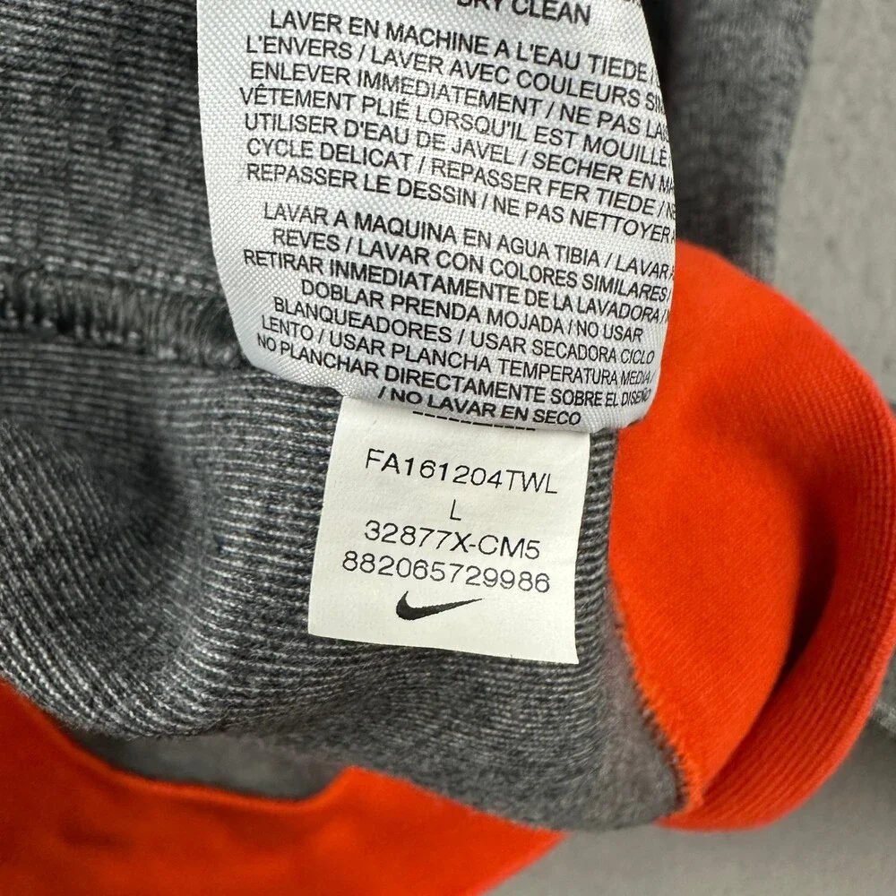 Clemson Tigers Sweater Men Large Gray Orange Nike Football Paw Zip Pocket NCAA L